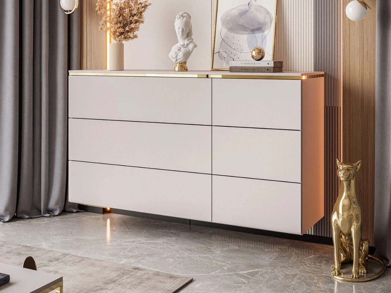 Komoda wisząca glamour z sześcioma szufladami Evare Kaszmir