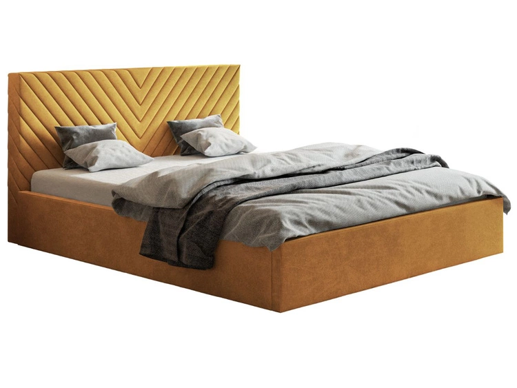 Łóżko tapicerowane z pojemnikiem i stelażem 120x200 Esma Żółte