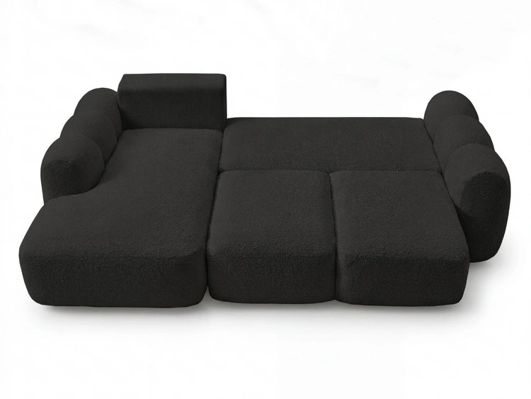 Narożnik L z funkcją spania i pojemnikiem Avelin Lewy Czarny