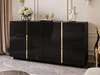 Czterodrzwiowa komoda 158 cm w stylu glamour Lunelie czarny połysk