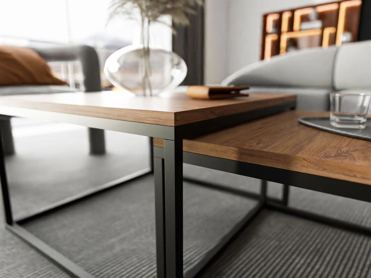 Stolik kawowy na czarnym stelażu Asumi Dąb Stirling 36x42