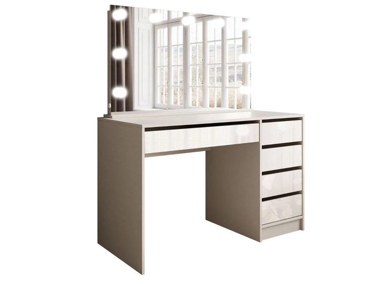 Toaletka z lustrem, szufladami i oświetleniem LED Melo Elite kaszmir połysk