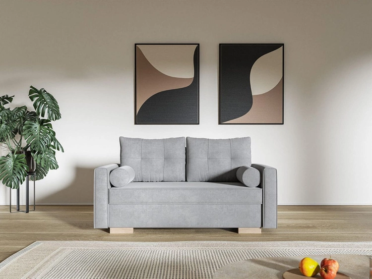 Kanapa z funkcją spania i pojemnikiem na pościel Pori szara