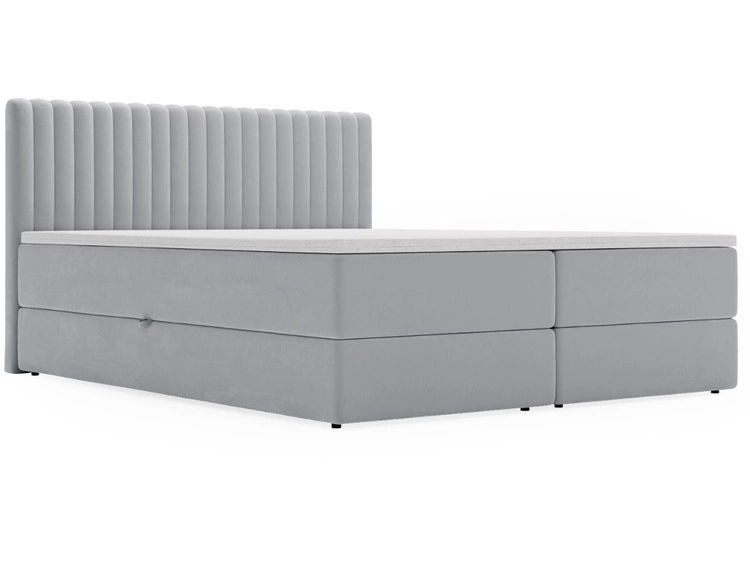 Łóżko kontynentalne z pojemnikiem na pościel 180x200 Marbella szare