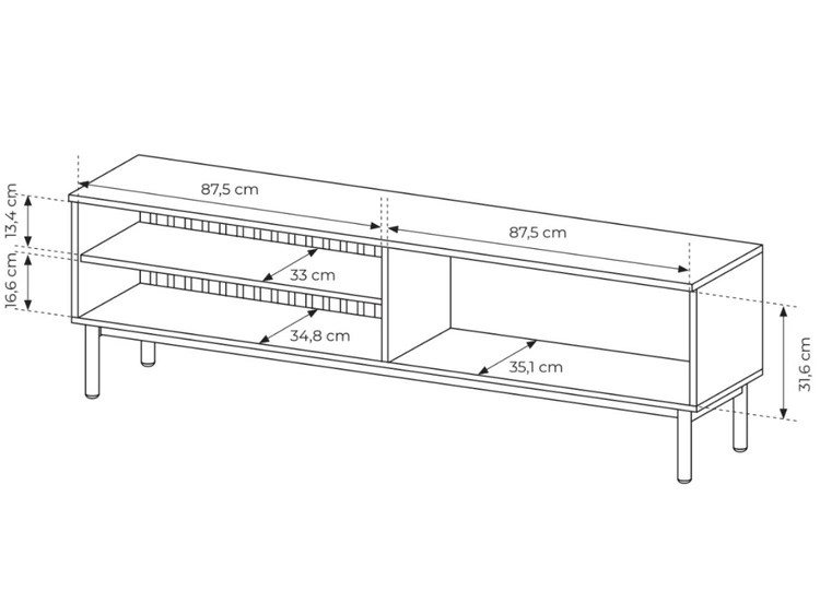 Szafka pod telewizor z drzwiczkami 180 cm Loara Czarna, Dąb Evoke