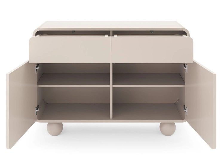 Komoda dwudrzwiowa z szufladami na kulistych nóżkach Soffio Kaszmir