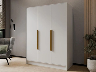 Szafa otwierana 150 cm Perugia Biała z złotymi uchwytami
