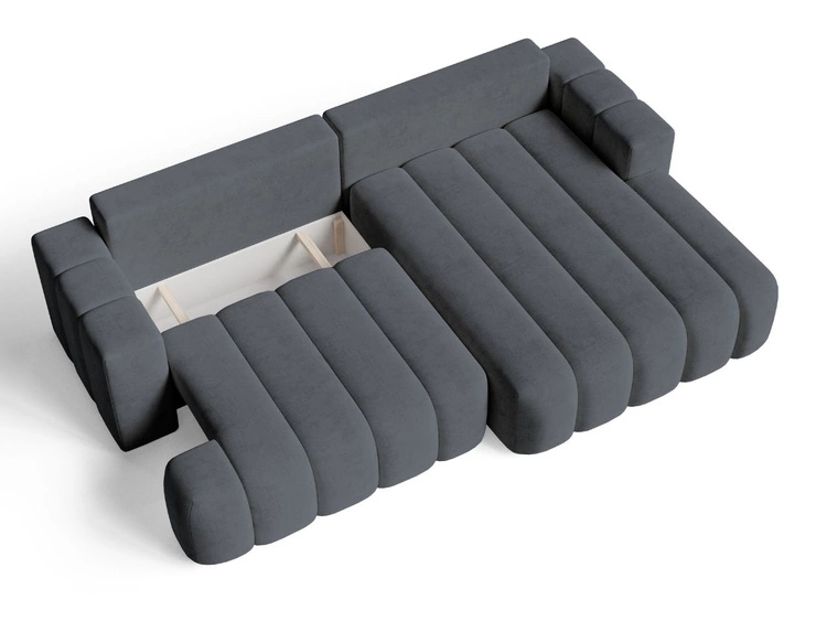 Narożnik L Prawy z funkcją spania i pojemnikiem Caleo Szary