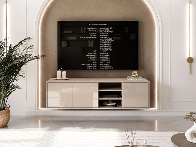 Szafka RTV wisząca pod telewizor z drzwiczkami Vivance kaszmir połysk