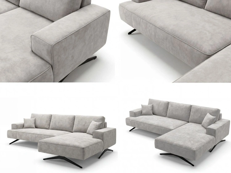 Narożnik L Prawy na metalowych nóżkach Leto szary