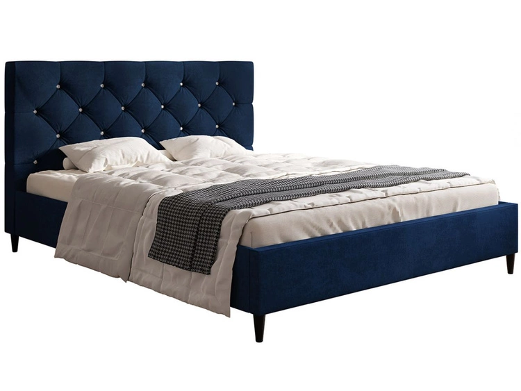 Łóżko tapicerowane ze stelażem 180x200 Tril Ciemny niebieski