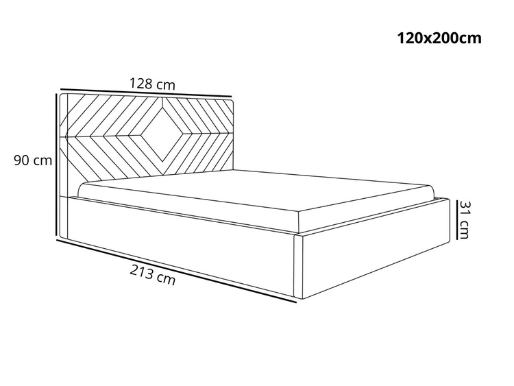 Łóżko tapicerowane z pojemnikiem i stelażem 120x200 Loris Zielone