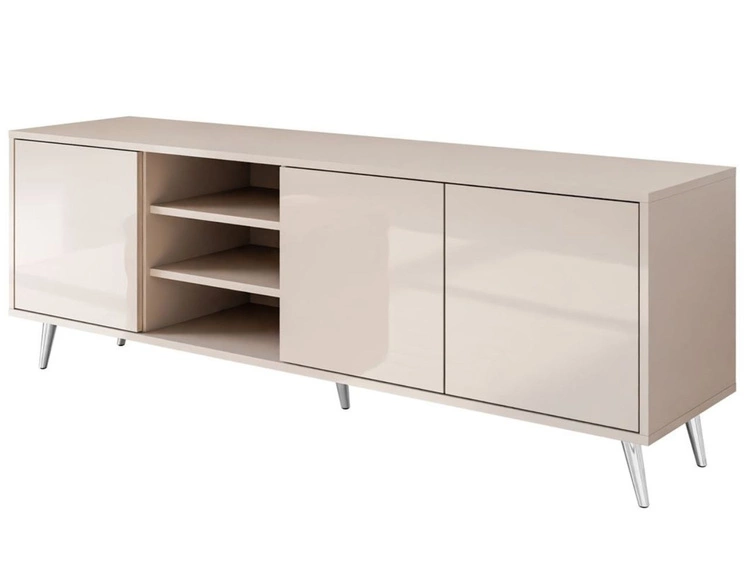Szafka RTV pod telewizor z drzwiczkami na srebrnych nogach Vivance Kaszmir połysk