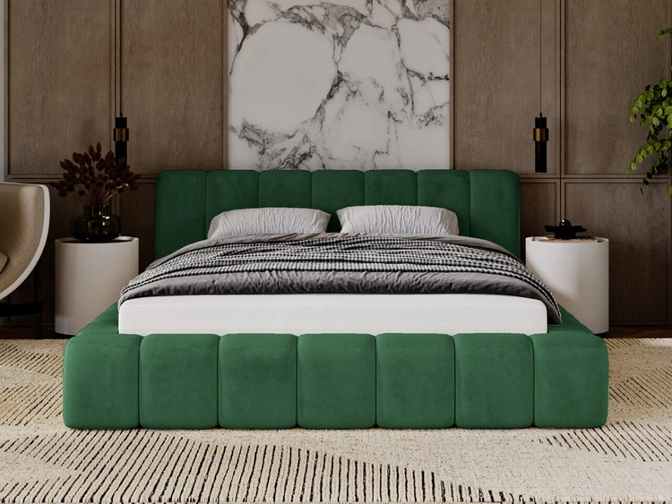 Łóżko tapicerowane z pojemnikiem na pościel 180x200 Ibiza Zielone