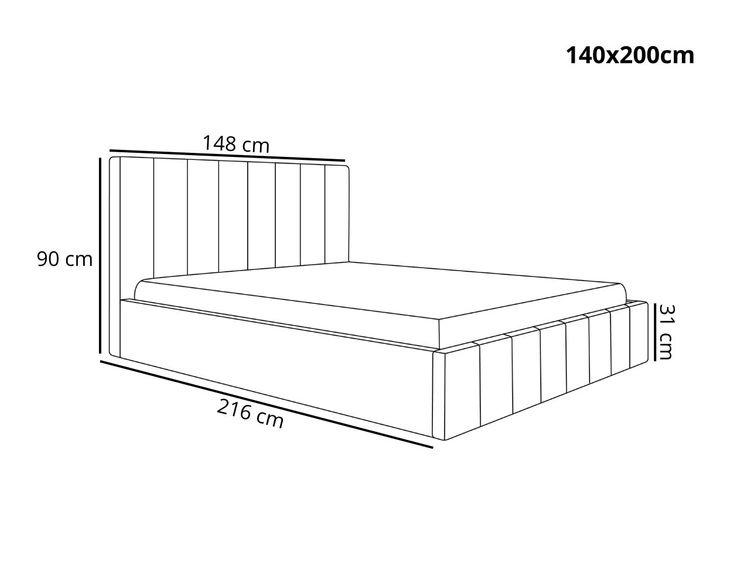Łóżko tapicerowane z pojemnikiem i stelażem Siena 140x200 granatowy