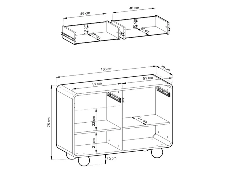 Komoda dwudrzwiowa z szufladami na kulistych nóżkach Soffio Kaszmir