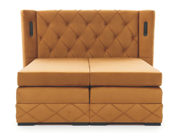 Łóżko kontynentalne z pojemnikiem na pościel 180x200 Neria Lux Żółte