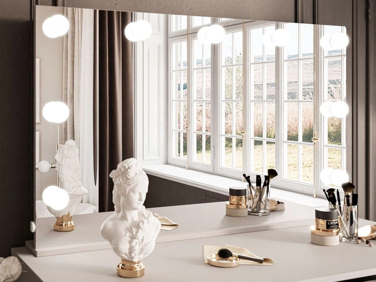 Toaletka z lustrem, szufladami i oświetleniem LED Melo Elite kaszmir połysk