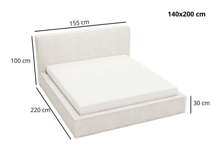 Łóżko tapicerowane z pojemnikiem i stelażem 180x200 Monaco Beżowe