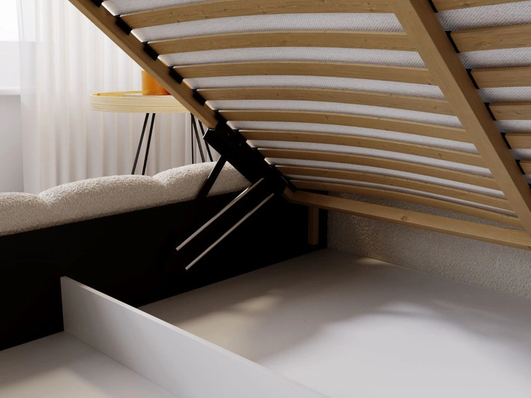 Łóżko tapicerowane z pojemnikiem i stelażem 120x200 Cloud beżowe