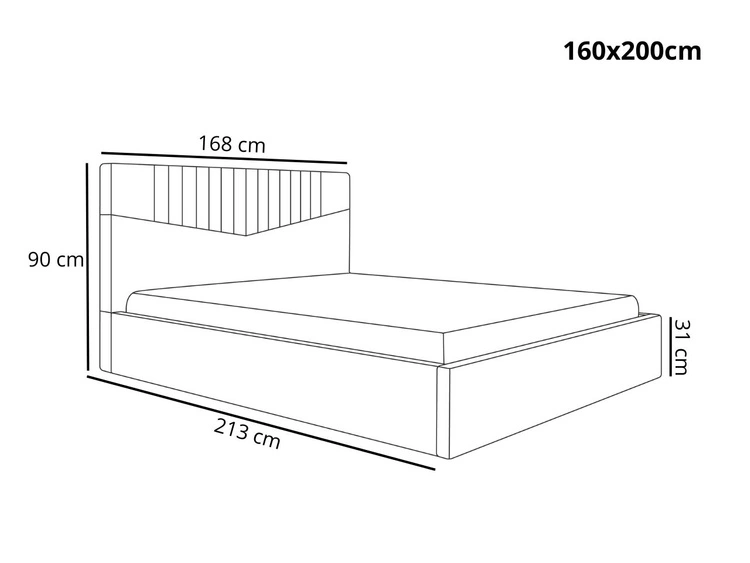 Łóżko tapicerowane z pojemnikiem i stelażem 160x200 Lido granat