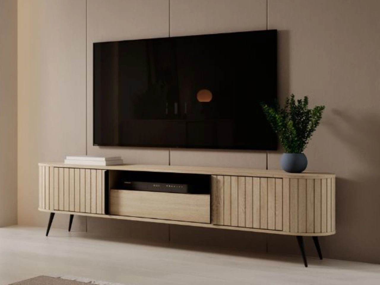 Szafka RTV pod telewizor z drzwiami przesuwnymi Passione Dąb Cremona