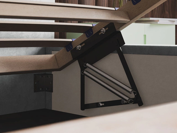 Łóżko tapicerowane z pojemnikiem i stelażem 140x200 Marad szare