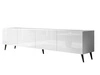 Szafka RTV pod telewizor z drzwiczkami na czarnych nóżkach 200 cm Nodoo Biały połysk