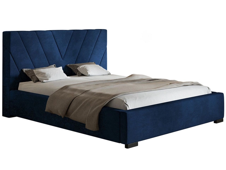 Łóżko tapicerowane z pojemnikiem i stelażem 180x200 Tivoli Granatowe