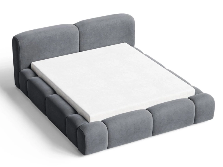 Łóżko tapicerowane z pojemnikiem i stelażem 160x200 Aubi Ciemnoszare