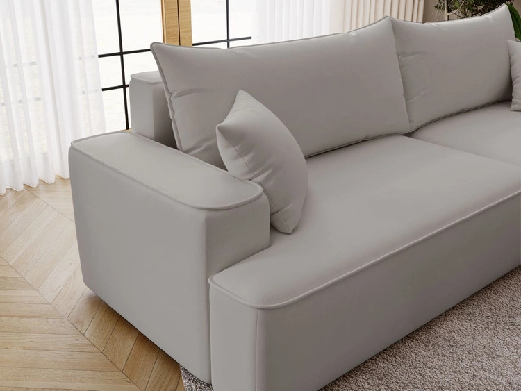 Narożnik L Prawy z funkcją spania i pojemnikiem California Jasnoszary