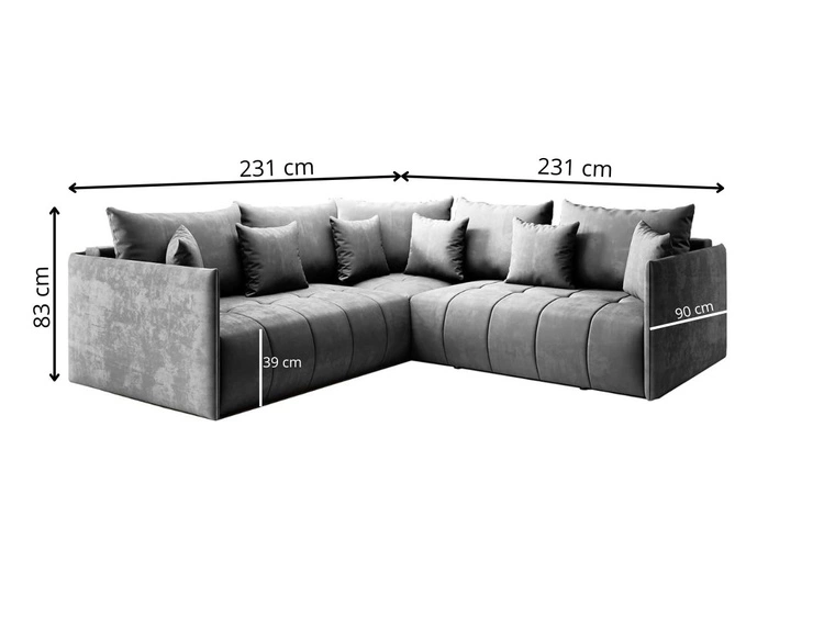 Narożnik L uniwersalny z funkcją spania i pojemnikiem Ardi L Żółty