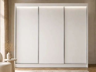 Szafa przesuwna 250 cm z oświetleniem LED Diano Biała