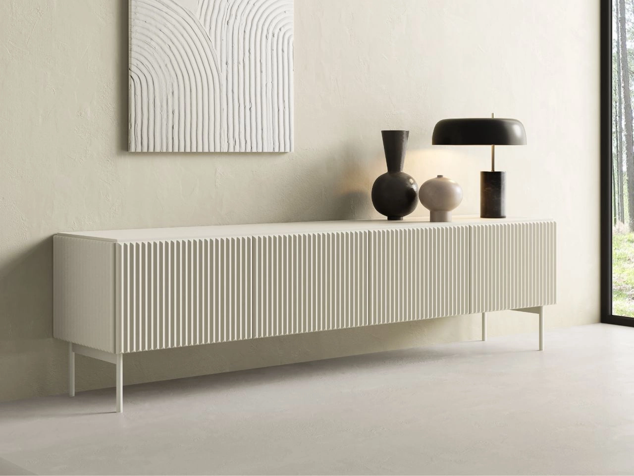 Szafka RTV z czterema drzwiami Qualita Kaszmirowa