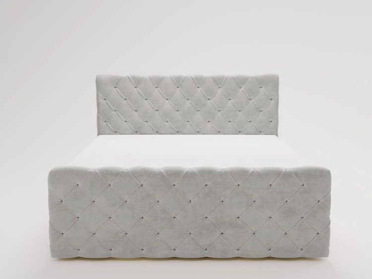 Łóżko kontynentalne z pojemnikiem na pościel 180x200 Lunaris Jasnoszare