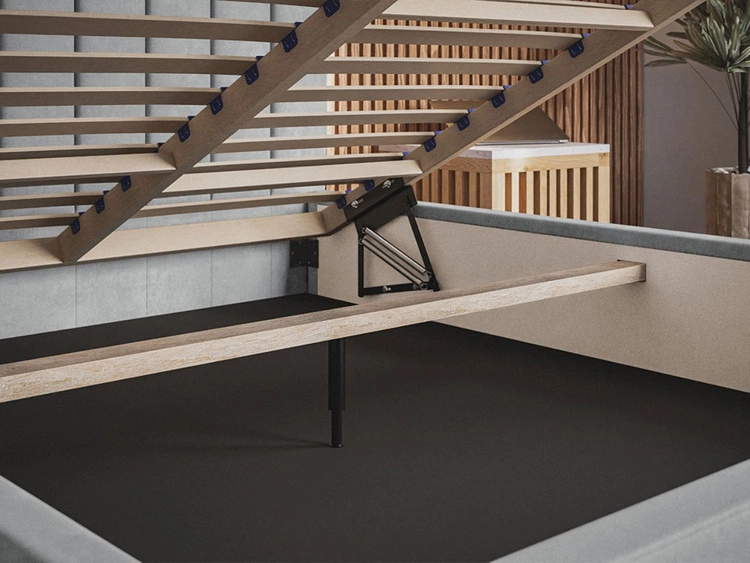 Łóżko tapicerowane z pojemnikiem i stelażem 180x200 Sesto granatowe