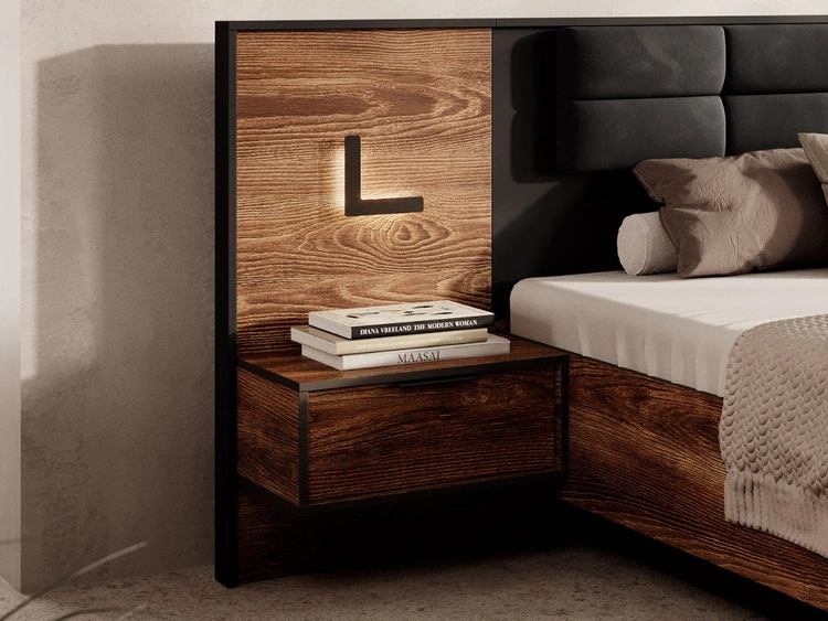 Zestaw dwóch stolików nocnych Montreal Brązowy, Czarny