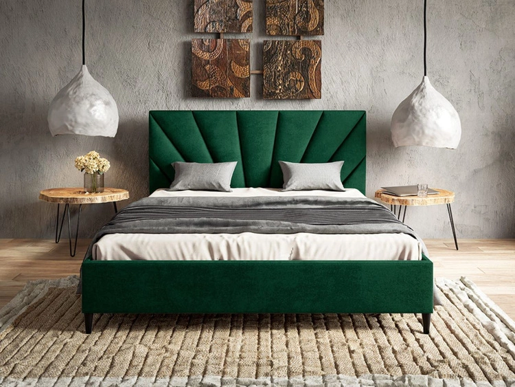 Łóżko tapicerowane ze stelażem 120x200 Fuzi zielone