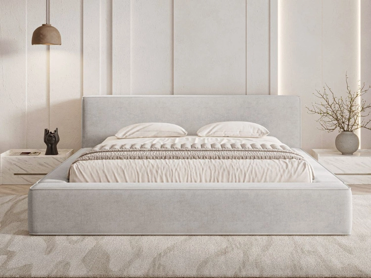 Łóżko tapicerowane z pojemnikiem i stelażem 180x200 Mali Błękitne