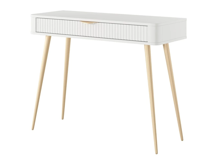 Toaletka ze złotymi metalowymi nogami Latina Biała