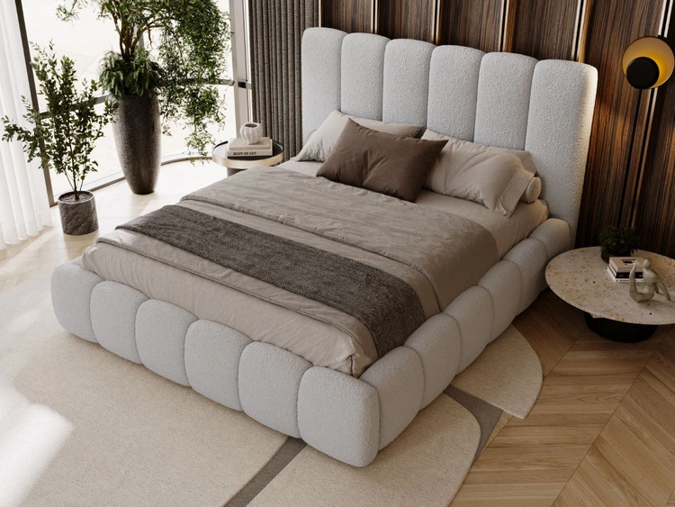 Łóżko tapicerowane z pojemnikiem i stelażem 160x200 Imperial Jasnoszare