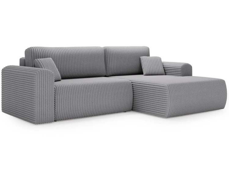 Narożnik z funkcją spania i pojemnikiem Belvio prawy Jasnoszary