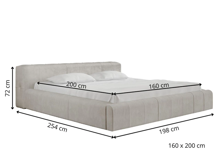 Łóżko tapicerowane z pojemnikiem i stelażem 160x200 Lipari beż