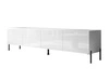 Szafka RTV pod telewizor z drzwiczkami na czarnych nóżkach 200 cm Nodoo Biały połysk