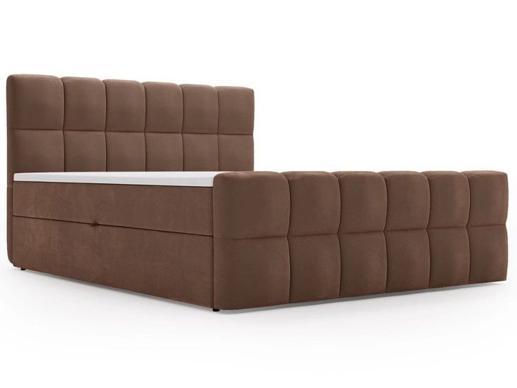 Łóżko kontynentalne z pojemnikiem na pościel 180x200 Alicante Brązowe