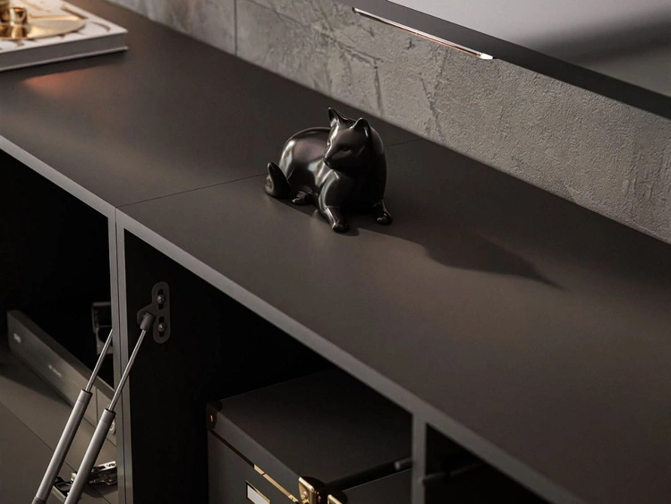 Wisząca meblościanka do salonu Nodoo Czarny połysk