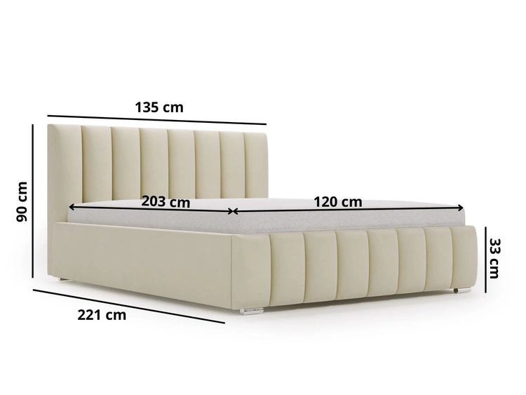 Łóżko tapicerowane z pojemnikiem i stelażem 120x200 Neos Szare