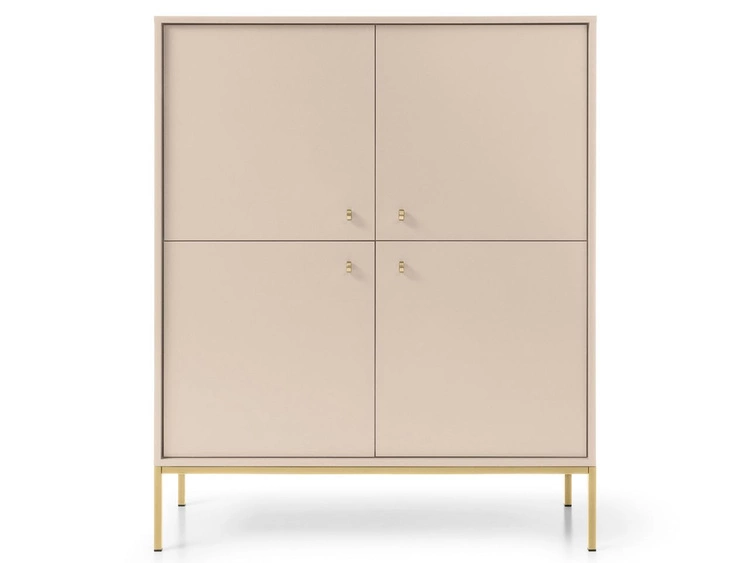 Komoda z drzwiami na złotych nóżkach Amor Beż piaskowy