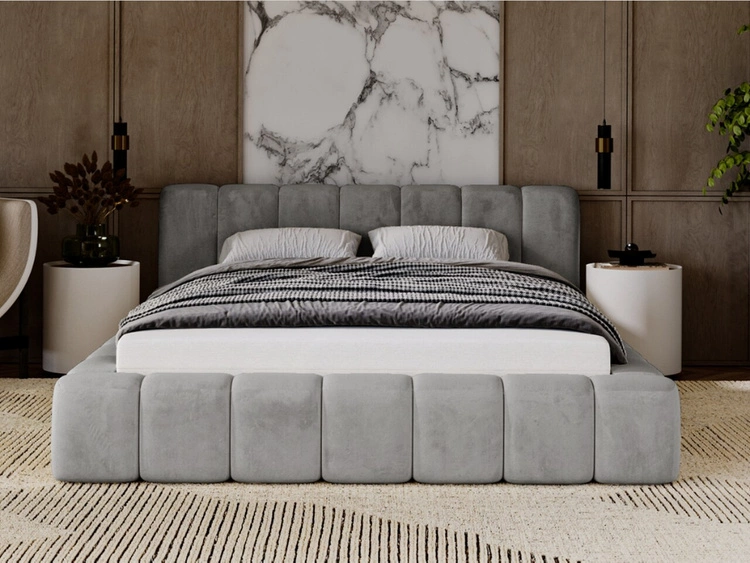 Łóżko tapicerowane z pojemnikiem na pościel 160x200 Ibiza Szare