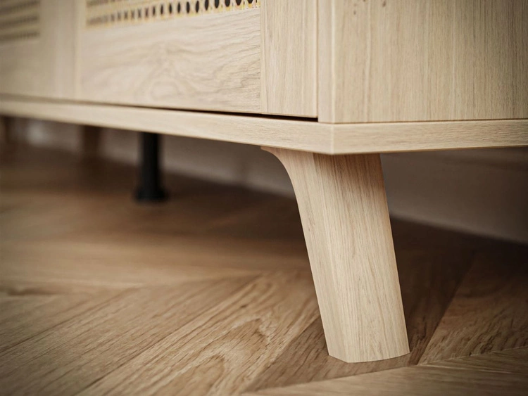 Szafka RTV boho dwudrzwiowa z imitacją ażurowego frontu Bellance dąb puccini